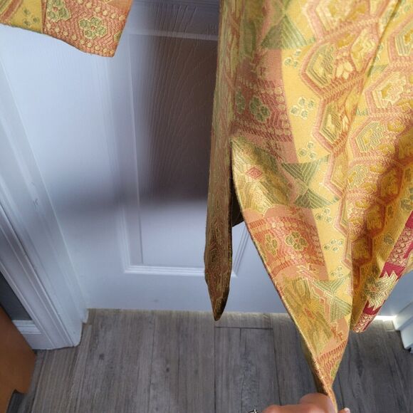 J McLaughlin Jacket 12 Gold Textured Mercerized Blazer Tapestry Statement Y2K - Picture 7 of 15